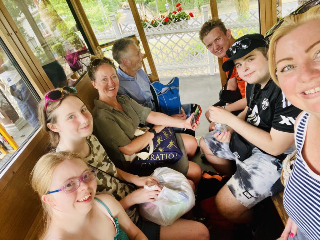Staff and learners enjoying a ride on a German tram